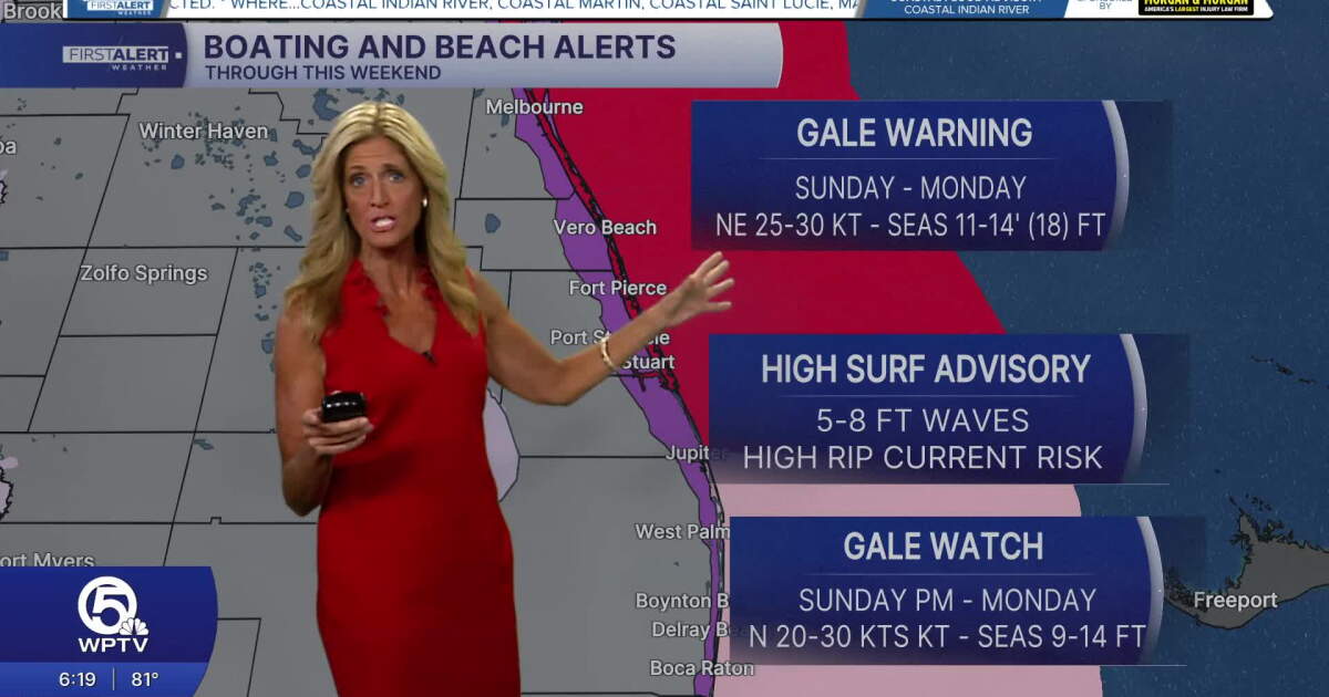 Whether Riport WPTV FIRST ALERT WEATHER FORECAST FOR EVENING OF SATURDAY OCTOBER 24, 2026