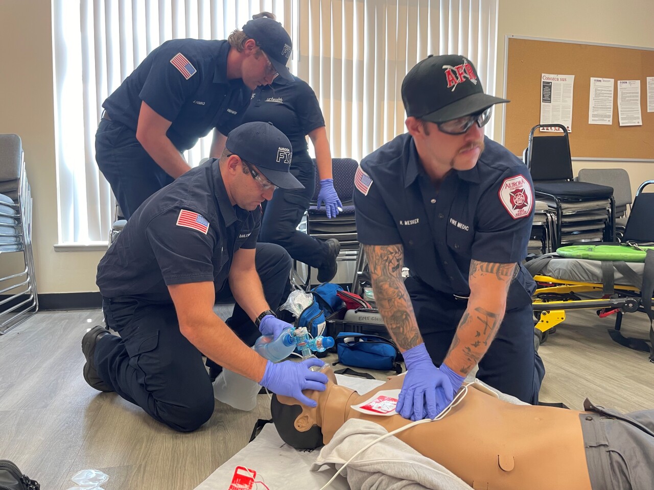 Aurora Paramedics train with equipment from new mobile lab.