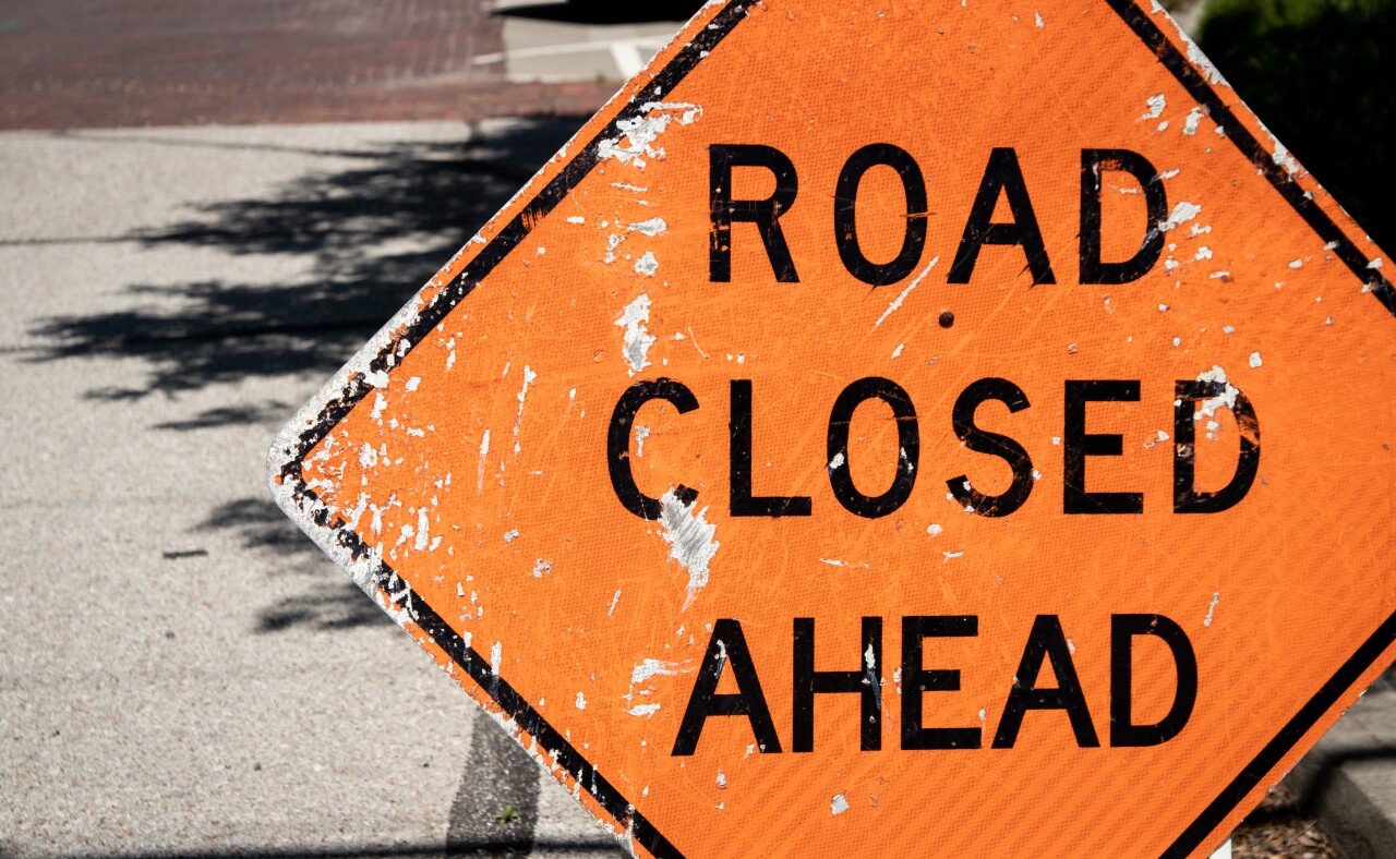 Road Closed Ahead Sign