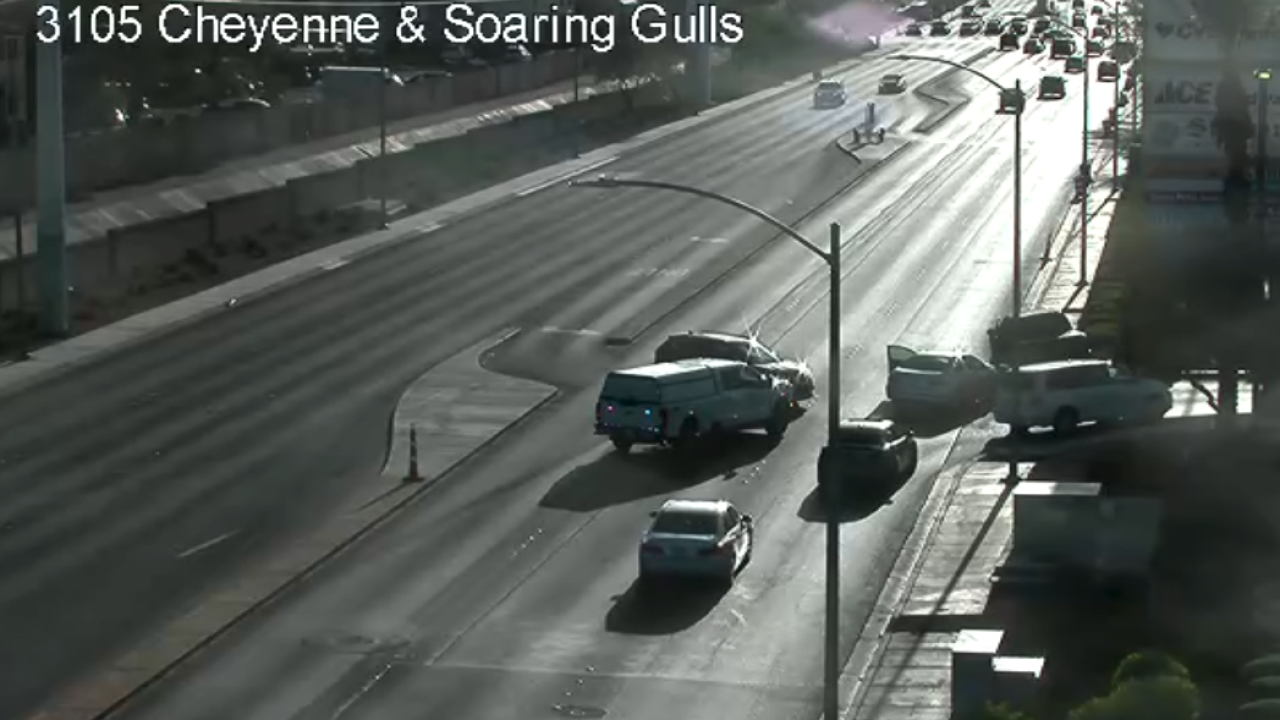 Crash blocks lanes on westbound Cheyenne Avenue before Durango Drive, RTC says