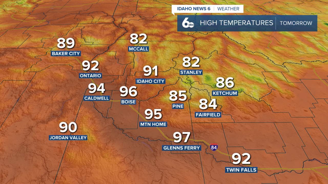 High temperatures tomorrow