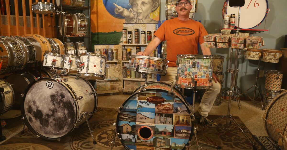 The Franklin musician who upcycles old drum kits into playable works of art