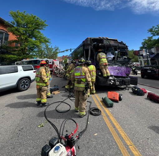 co springs fire truck bustang crash