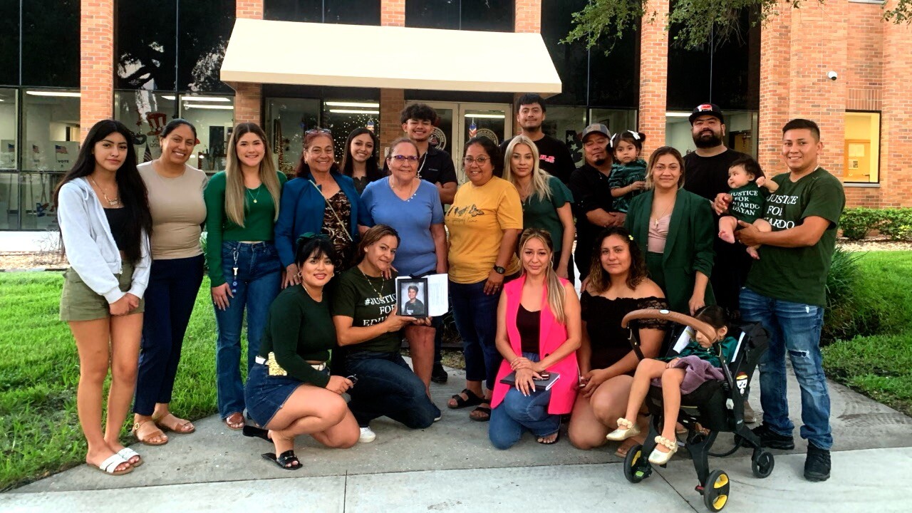 Eduardo Escobedo's family, gathered for a group photo on the day the speed humps were approved.