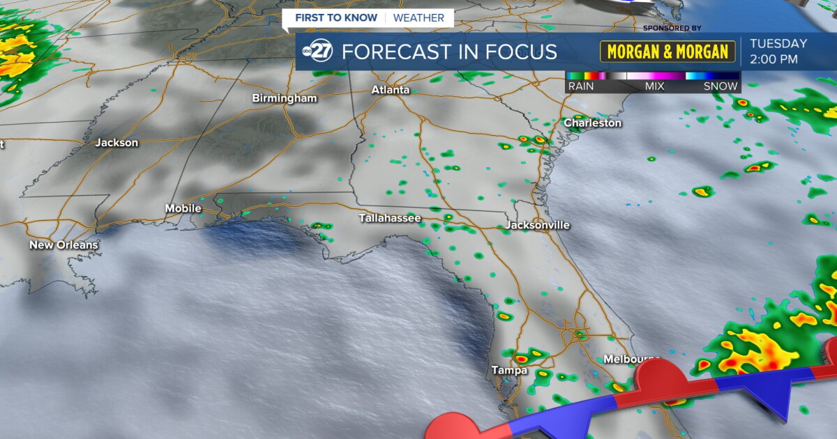 Isolated showers Tuesday, more widespread late this week