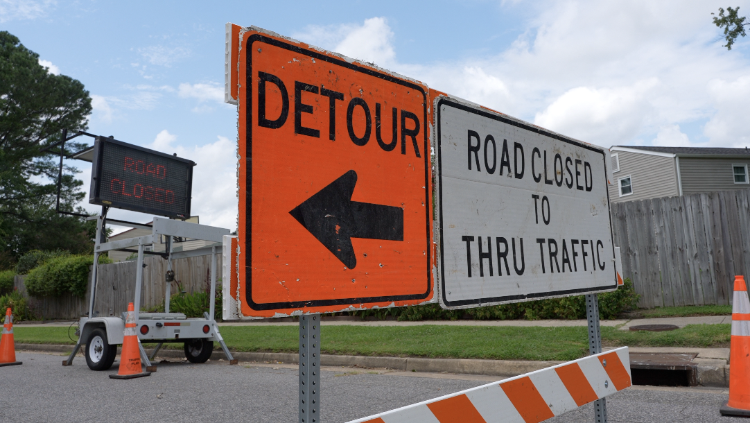 Road closure near Mount Trashmore to remain through mid-September