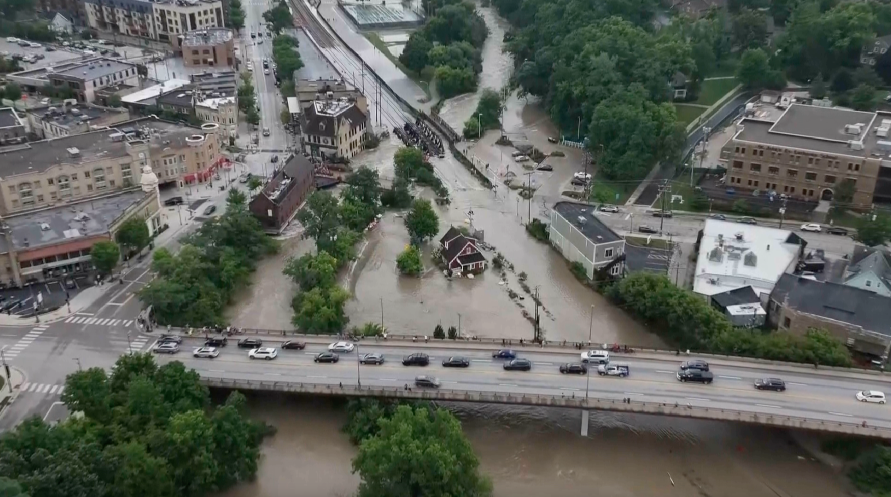 TMJ4's drone captured downtown Wauwtosa on the morning of August 10, 2025