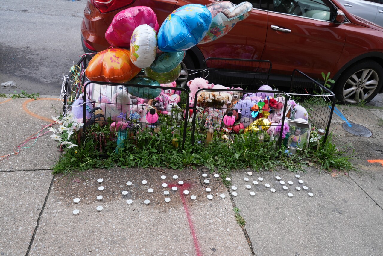 Jordan's growing memorial on W. Pratt Street