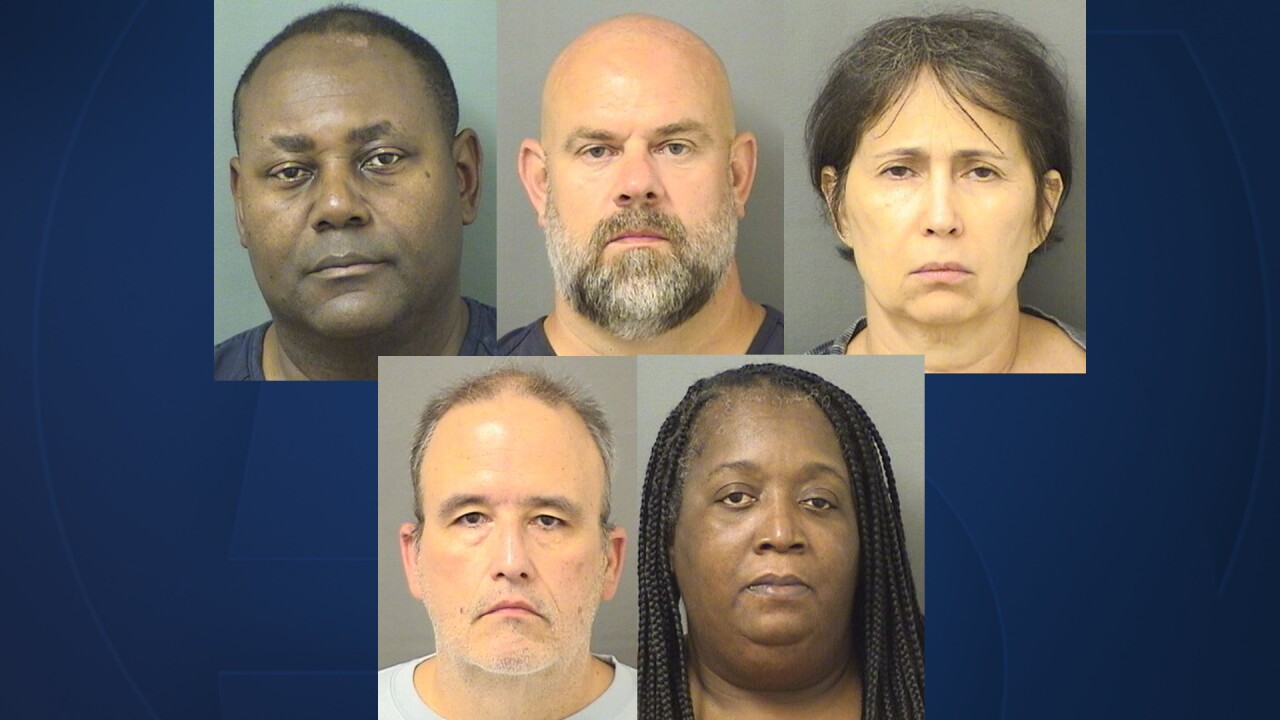 Palm Beach Central High School staff members Darren Edgecomb, Daniel Snider, Nereyda Cayado De Garcia, Scott Houchins, and Priscilla Carter, arrested on July 24, 2023 for failure to report sexual abuse.jpg