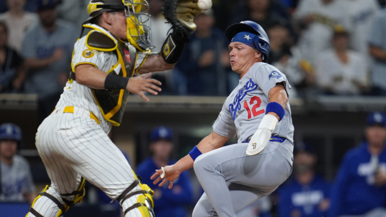Dodgers score tie-breaking run in 9th inning off Miller, beat Padres 5-4