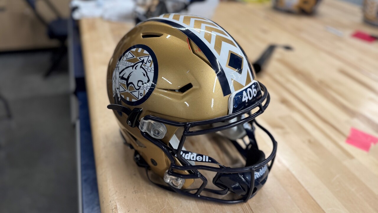 Montana State's Native American heritage helmet