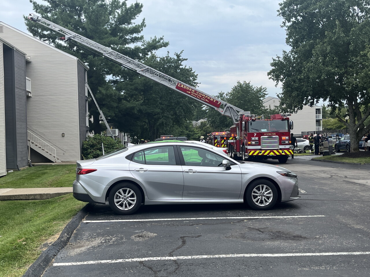 Structure fire on Kirklevington Drive in Lexington