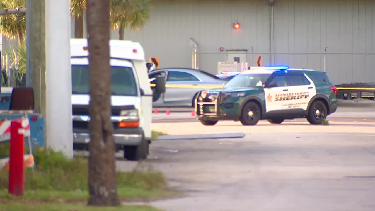 Broward Sheriff's Office vehicle at scene of deputy-involved shooting near Fort Lauderdale airport, Feb. 17, 2023