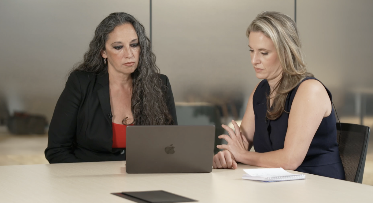 Former Lakewood City Councilor Anita Springsteen reviews body camera footage obtained by Scripps News in September of 2025.