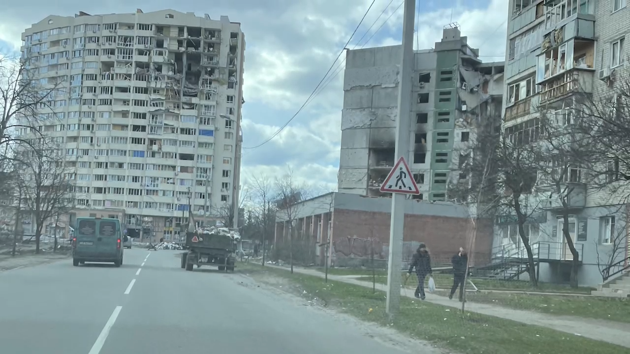 Destroyed buildings in Ukraine