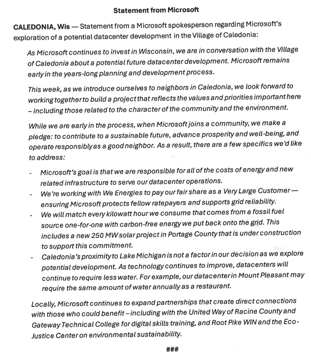 Full Statement from Microsoft