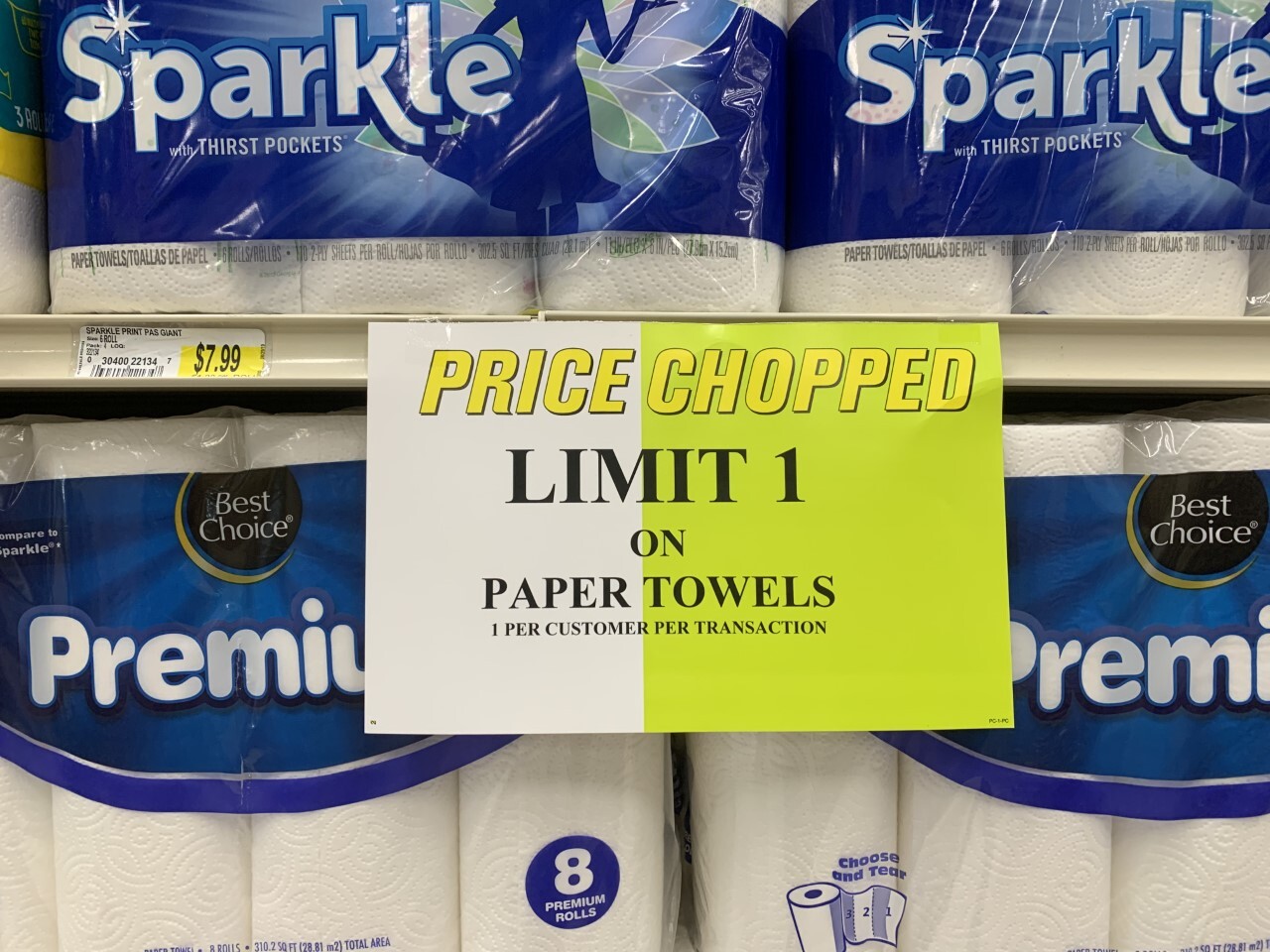 Price Chopper limit on paper towels