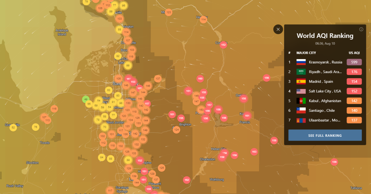 Slc Ranks 4th Worst City In The World For Air Quality Tuesday Morning
