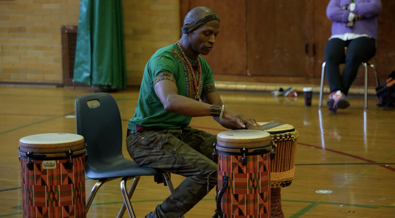 Educator Soljah teaches African Drumming