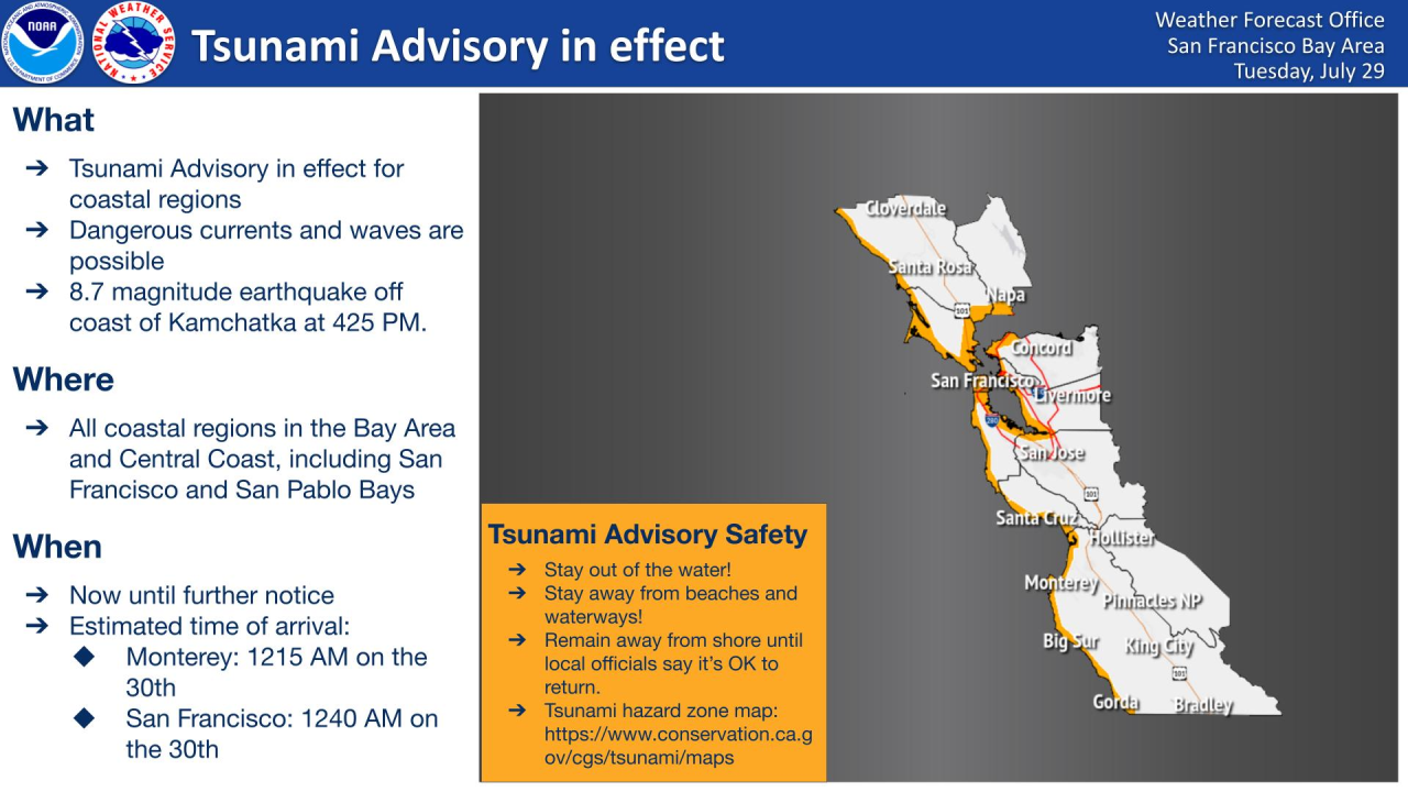 Tsunami Advisory Tuesday night