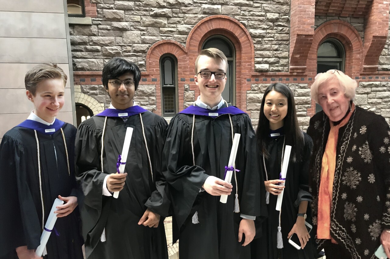 Michael McClure, Debosir Ghosh, Christian Brann and Lillian Kahng all received an LRCM degree under teaching from Mary Handley