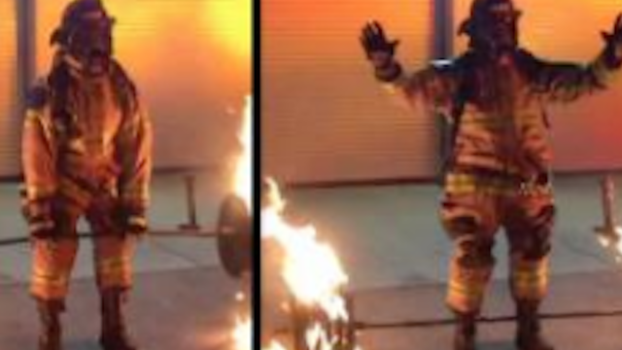 Retired firefighter dead lifts 600-pounds of flaming steel