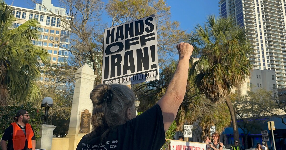 St. Pete protesters rally against U.S.-Israel strike on Iran after Trump announces supreme leader's death