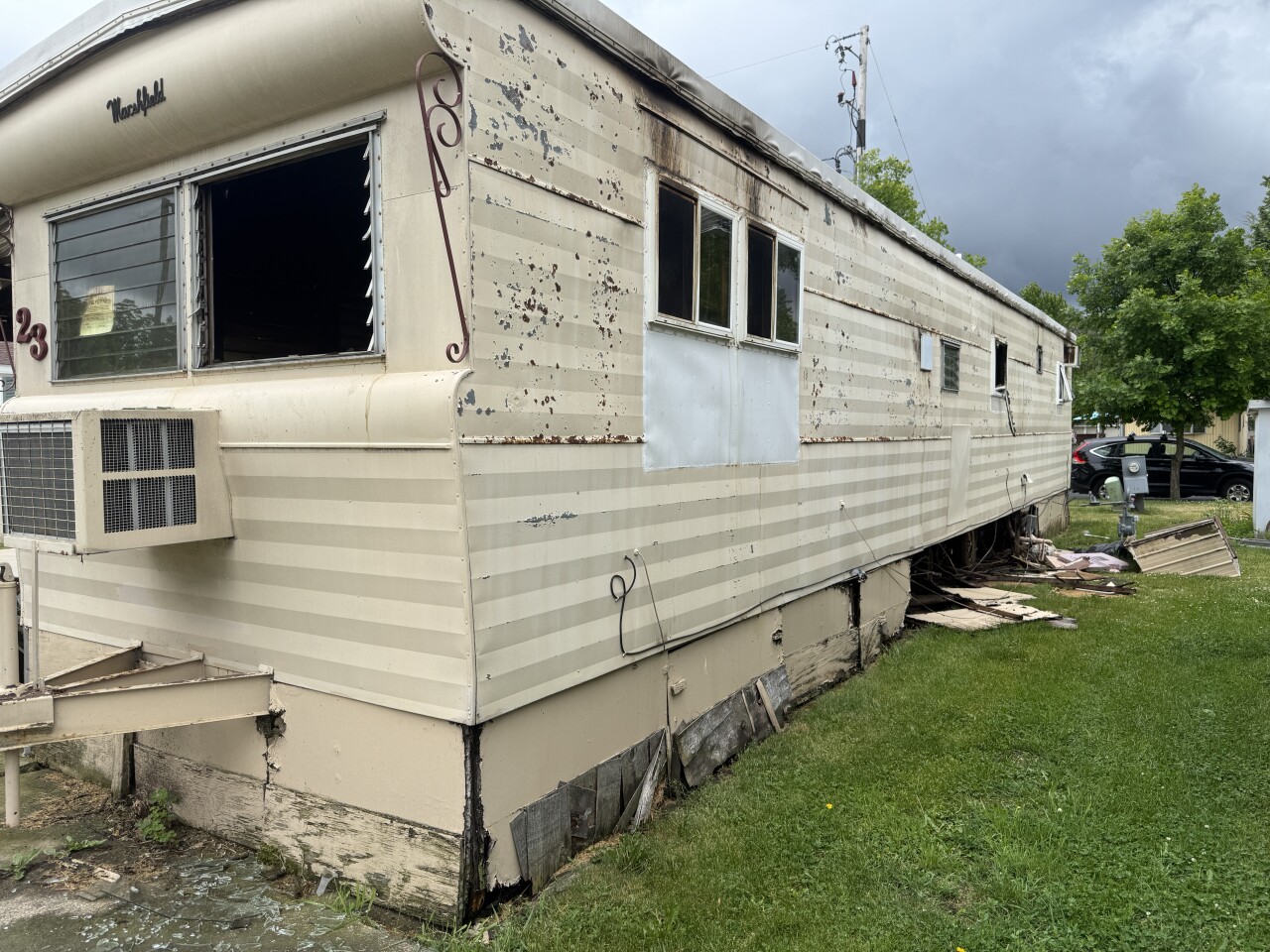 The fire destroyed the inside of the trailer