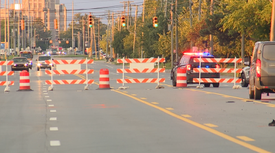 Clinton Township Police on scene of single vehicle collision involving pedestrian