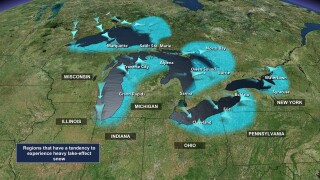 Lake effect snow areas
