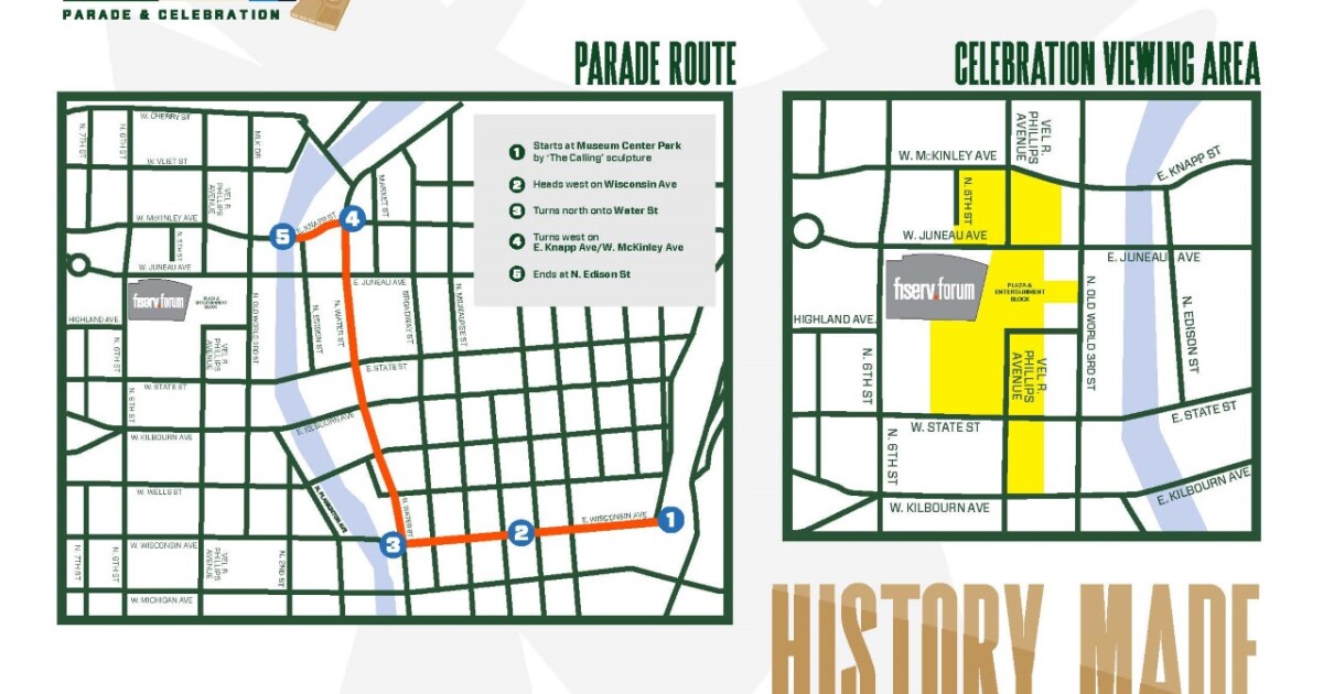 Here's the route for today's Bucks championship parade