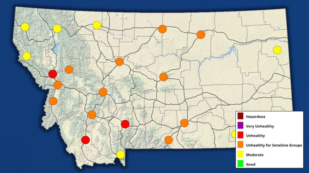 Wildfire Smoke Affecting Air Quality Across Montana Wildfire Today Smoke Map Montana 2022