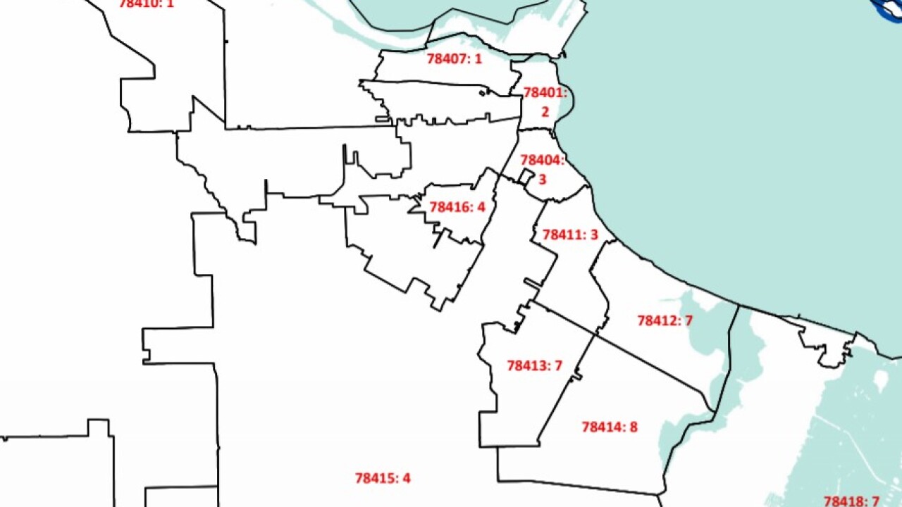 Corpus Christi Zip Code Map New map shows COVID 19 cases by zip code Corpus Christi Zip Code Map New map shows COVID 19 cases by zip code