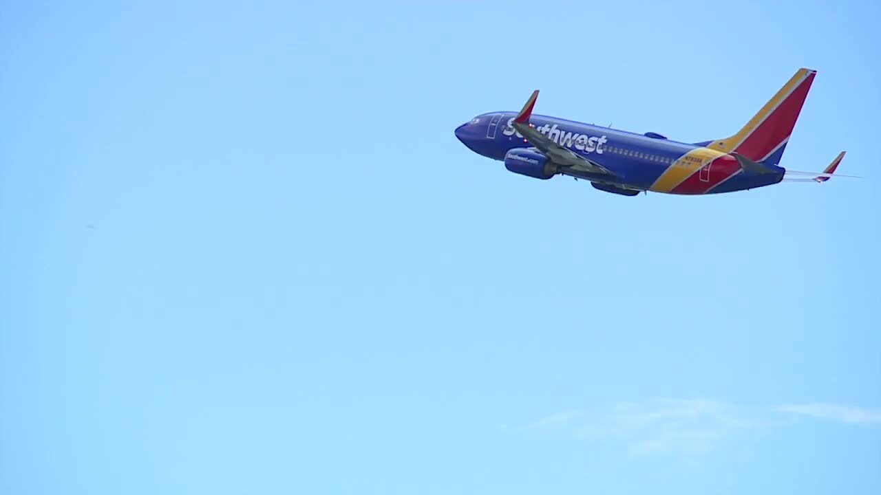 Southwest Airlines flight takes off from Palm Beach International Airport, Oct. 11, 2021