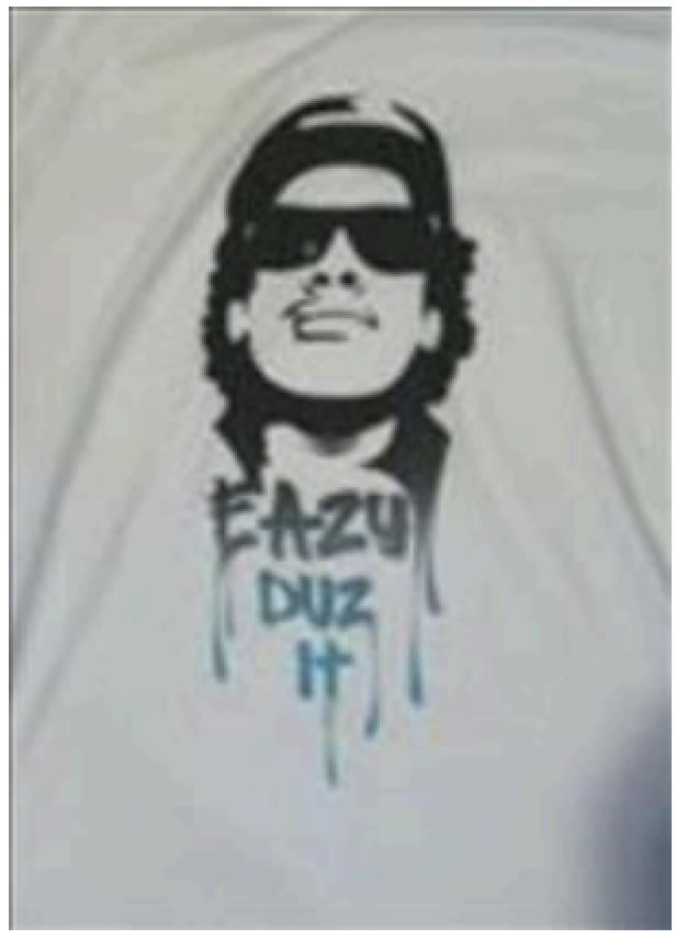 Eazy E depicted on suspect's T-shirt