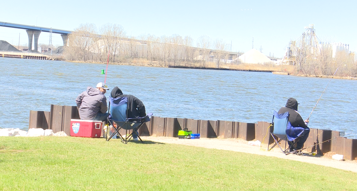 Fishermen enjoy a beautiful day for the start of the general fishing season