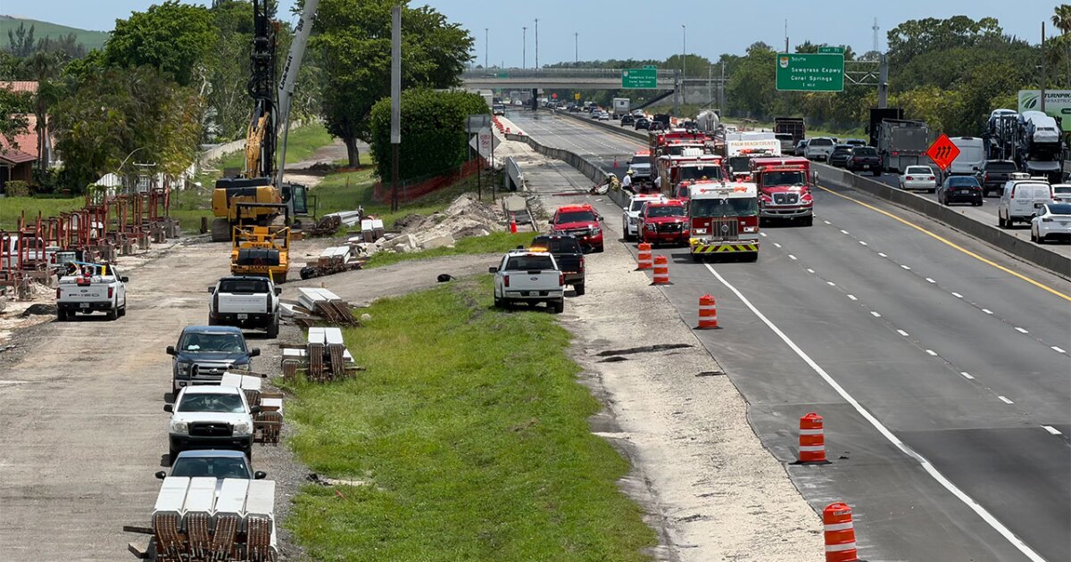 Gas leak shuts down all northbound lanes of Florida's Turnpike in southern Palm Beach County