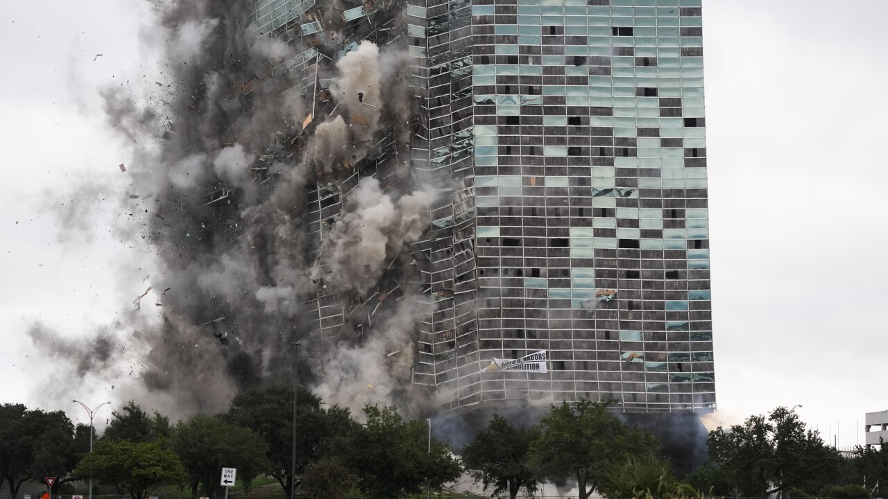 A hurricane-damaged Louisiana skyscraper is imploded