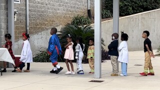School children dressed up in costume at Brownsville Preparatory Institute 