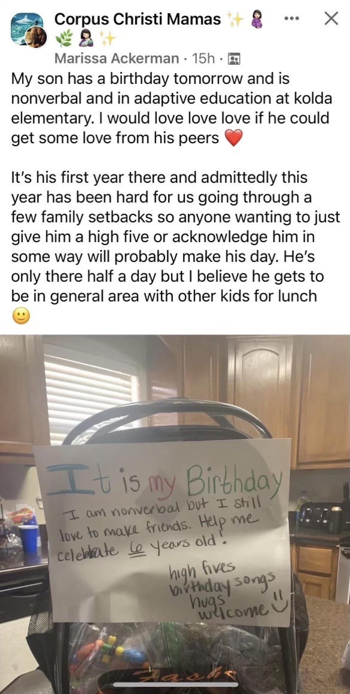 Corpus Christi mom shares how she celebrates her nonverbal son's birthday