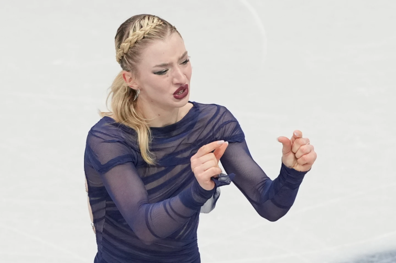 Amber Glenn of the United States competes during the women's figure skating free program at the 2026 Winter Olympics, in Milan, Italy, Thursday, Feb. 19, 2026.