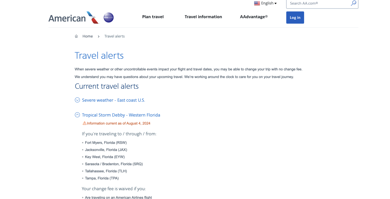 American Airlines wave changing fee