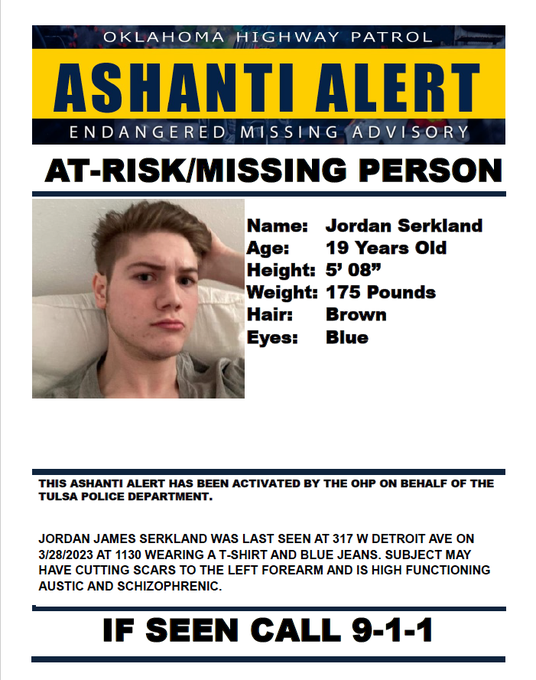 Jordan Serkland Missing Poster