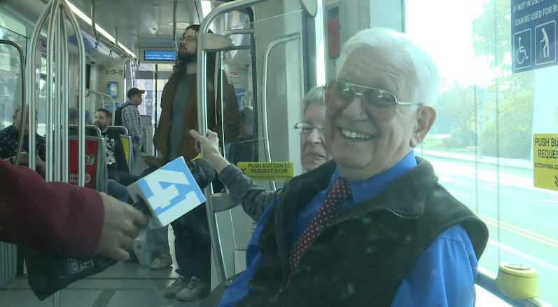 Friedmann Icher, rode streetcar in celebration of his new citizenship