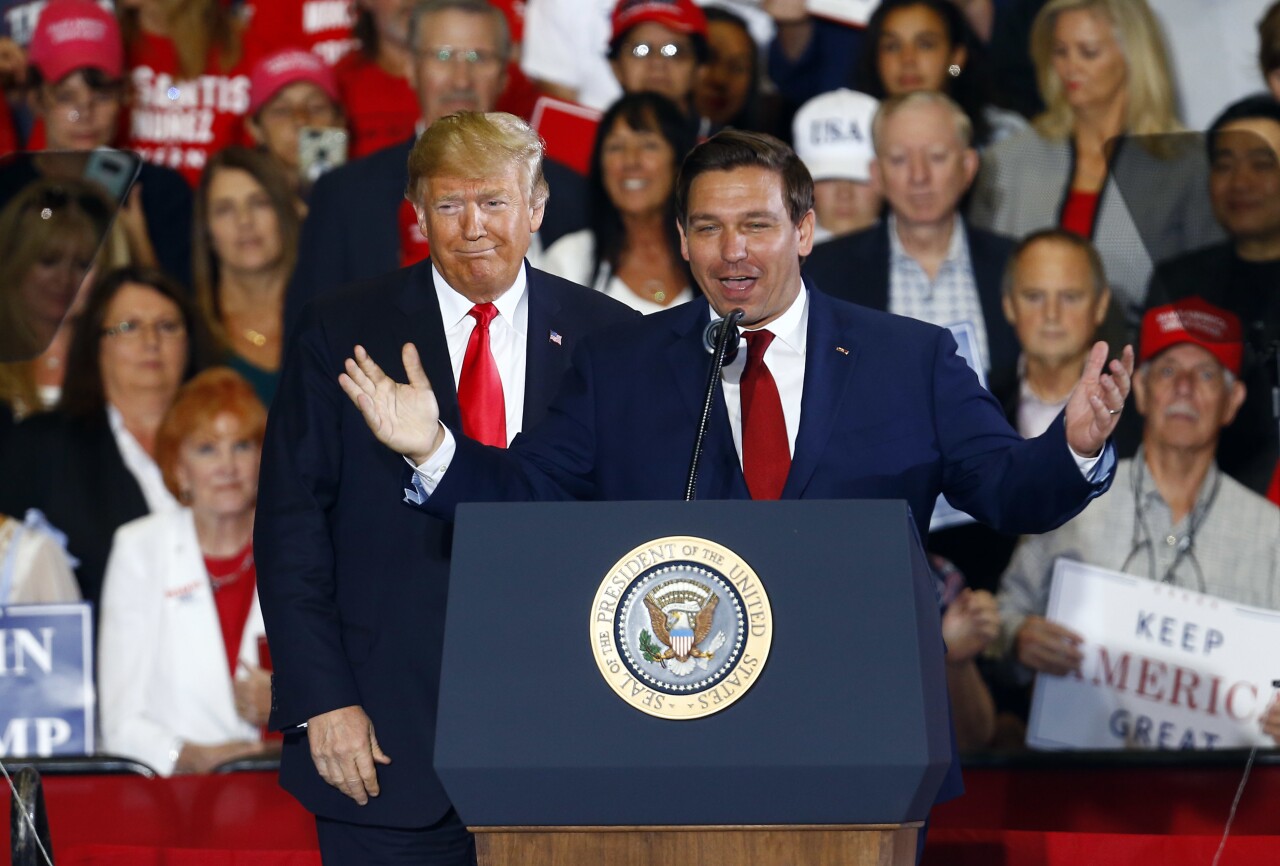 Ron DeSantis with President Donald Trump at rally in Pensacola, Nov. 3, 2018