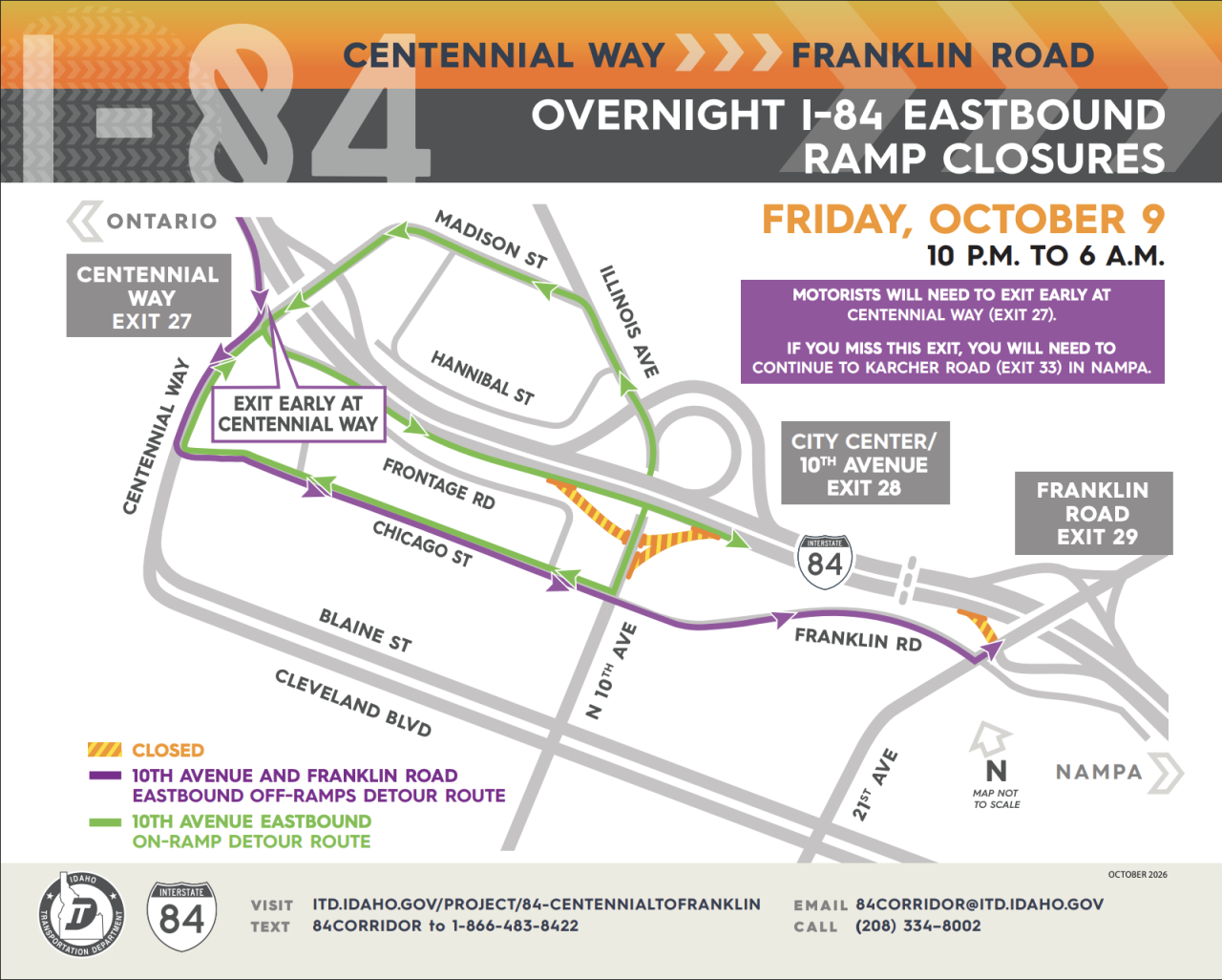 I-84 Caldwell ramp closures