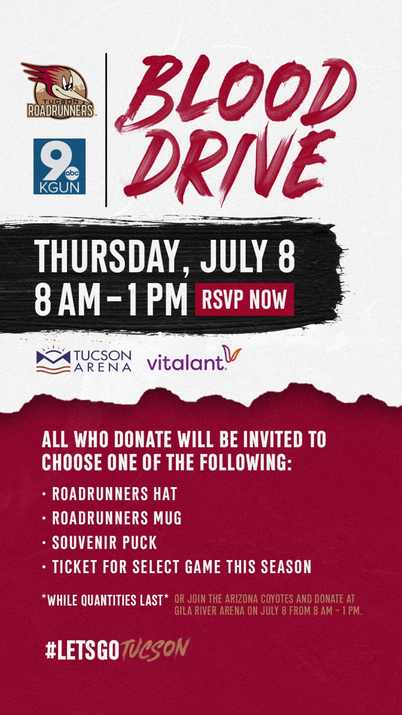 Blood donation event to be held at Tucson Roadrunners arena