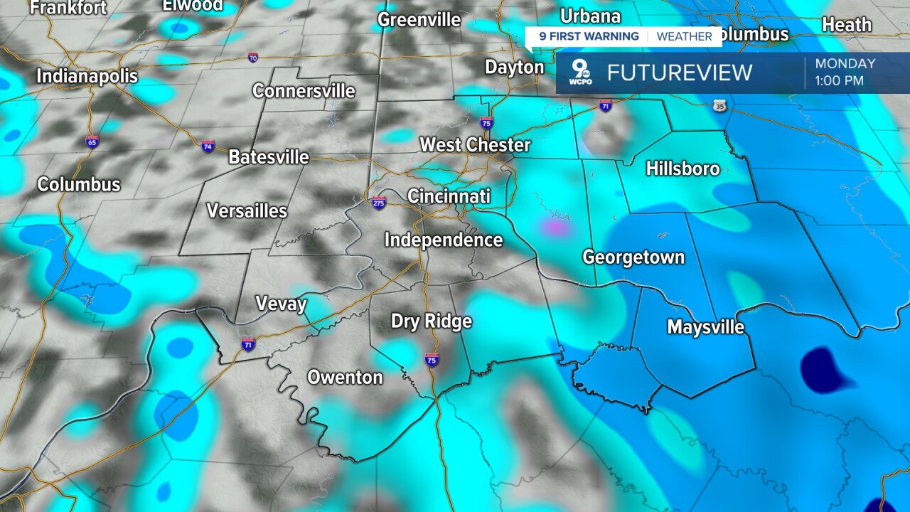 Monday afternoon snow showers