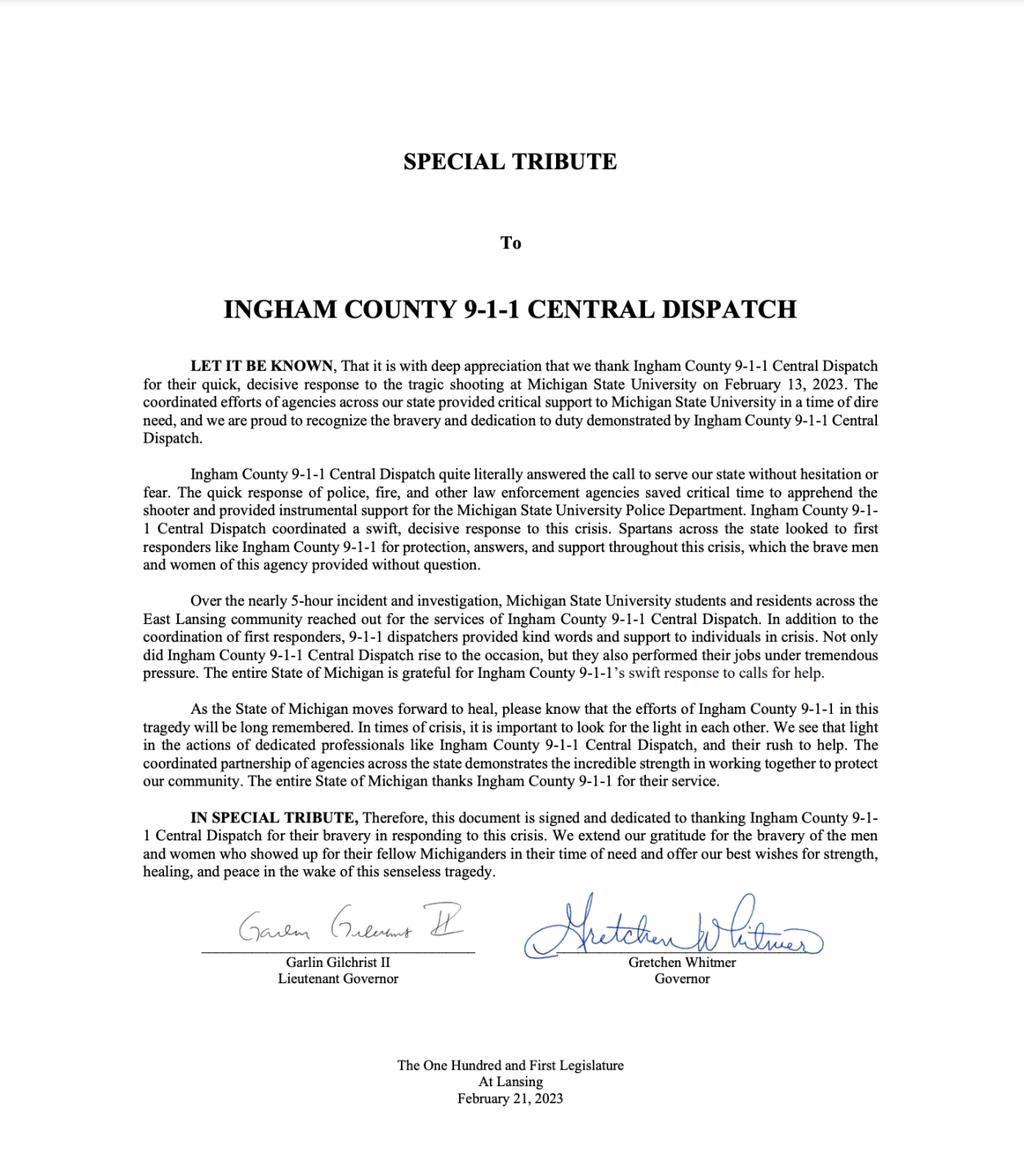 Central Dispatch Tribute