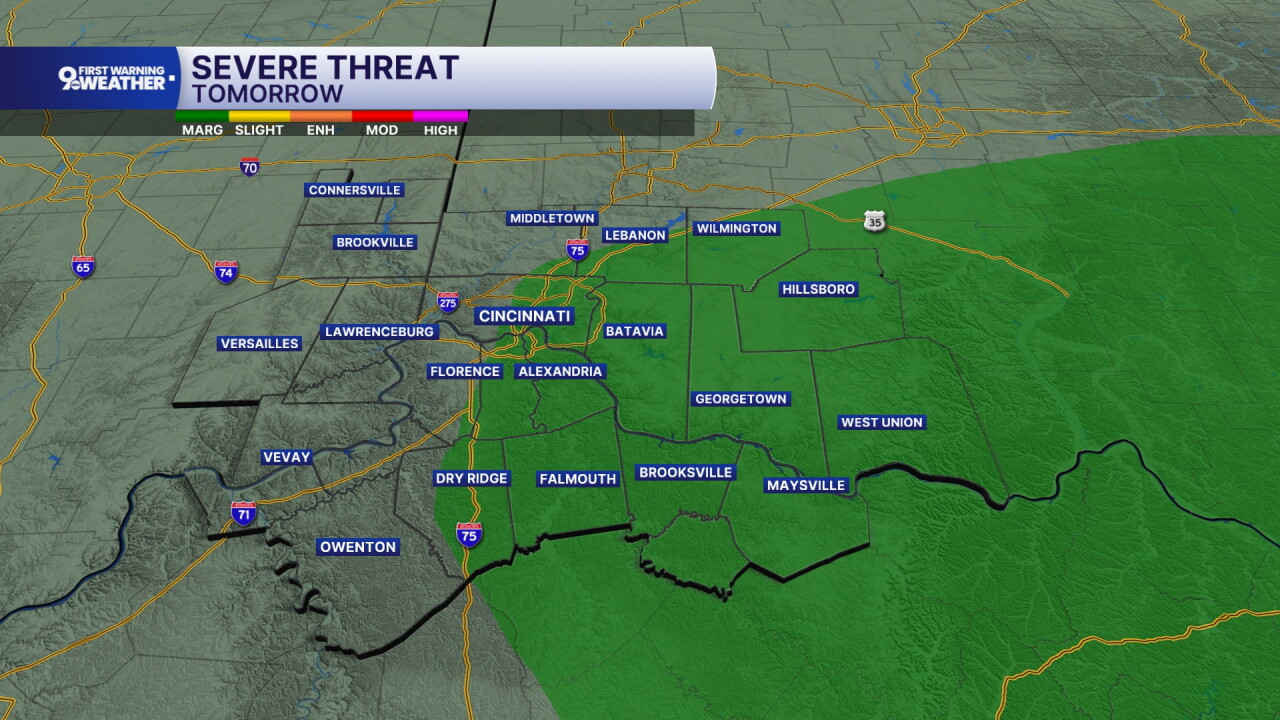Marginal risk of storms Wednesday